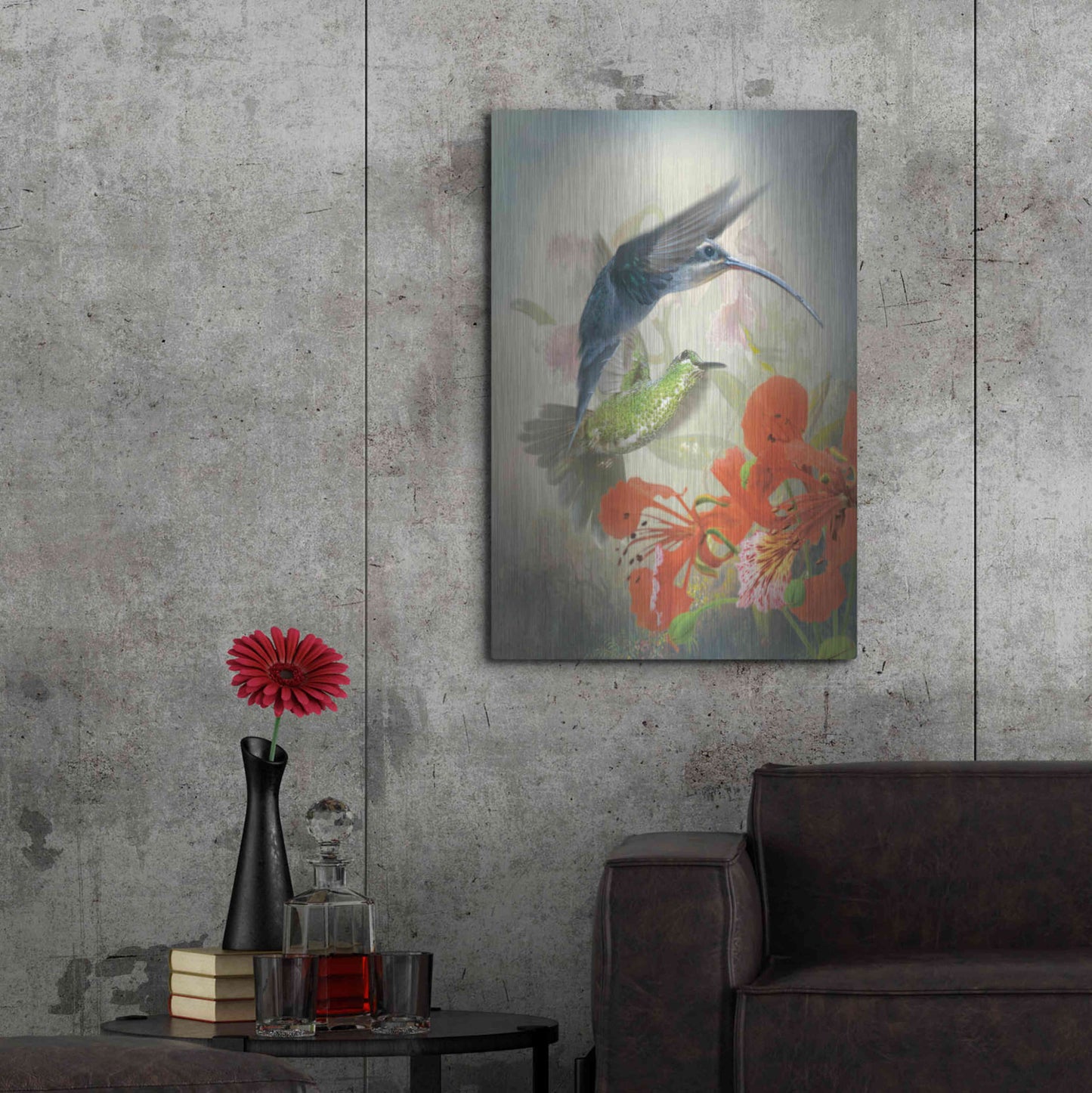 Luxe Metal Art 'Hummingbird Cycle II' by Steve Hunziker, Metal Wall Art,24x36