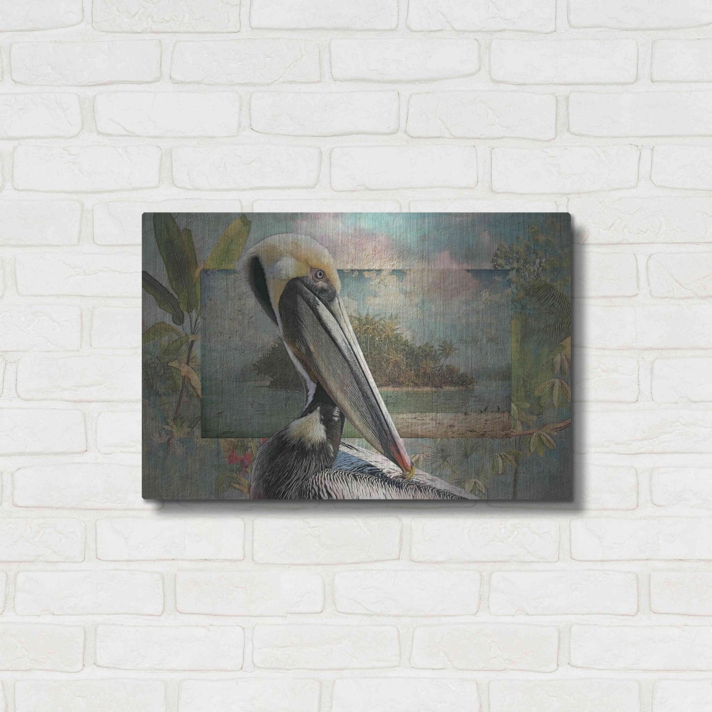 Luxe Metal Art 'Pelican Paradise II' by Steve Hunziker, Metal Wall Art,24x16