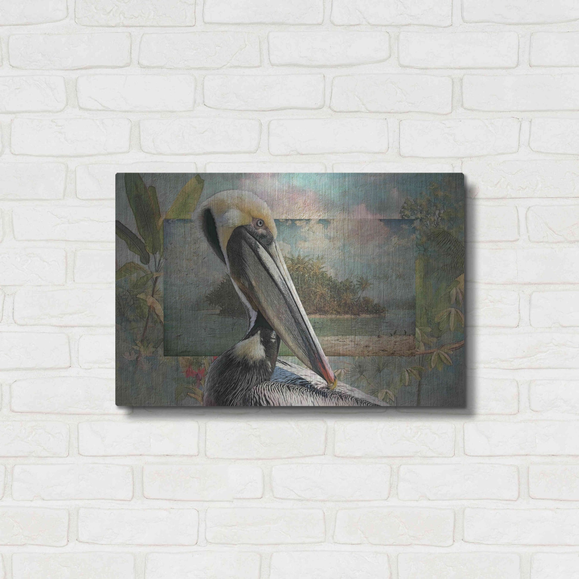 Luxe Metal Art 'Pelican Paradise II' by Steve Hunziker, Metal Wall Art,24x16