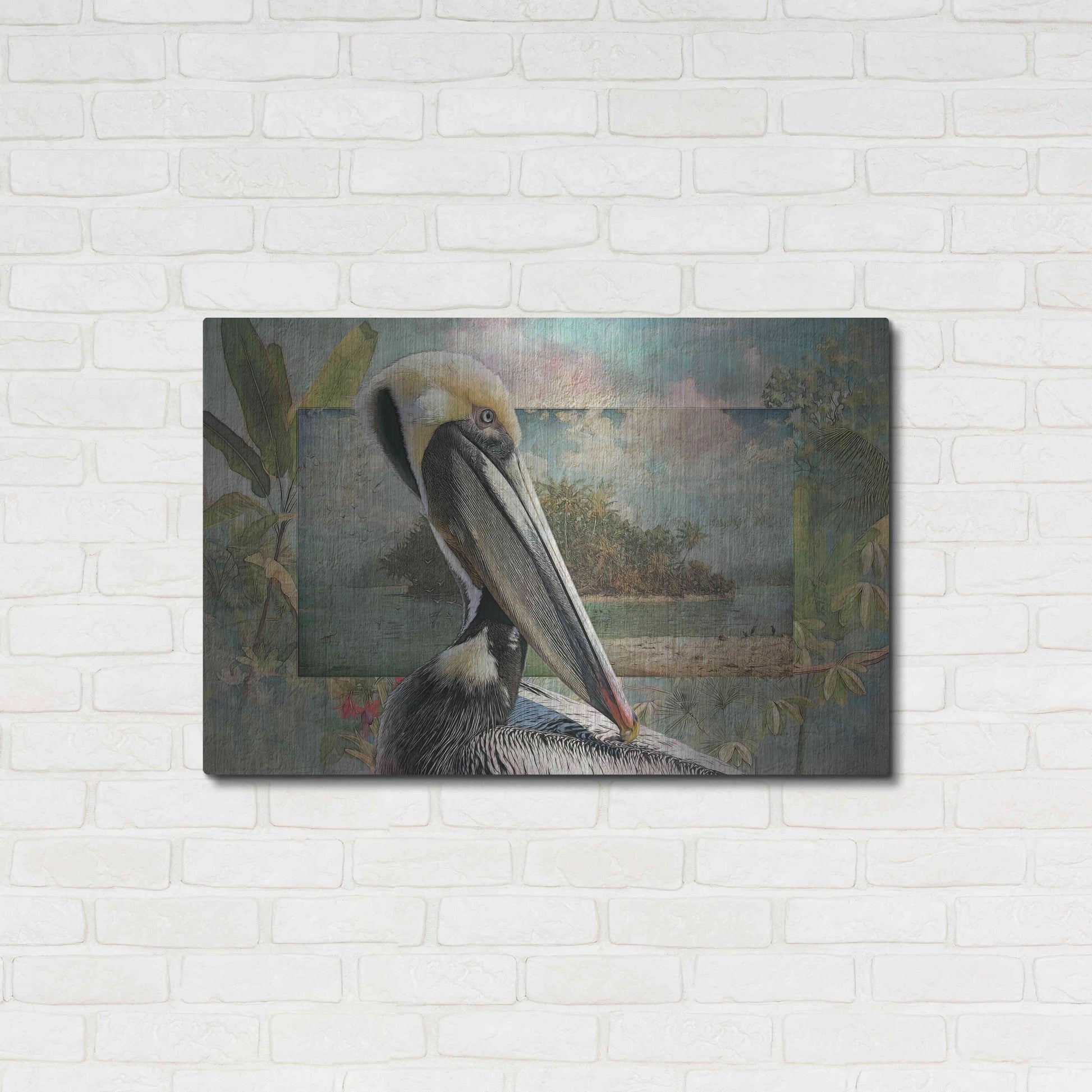 Luxe Metal Art 'Pelican Paradise II' by Steve Hunziker, Metal Wall Art,36x24