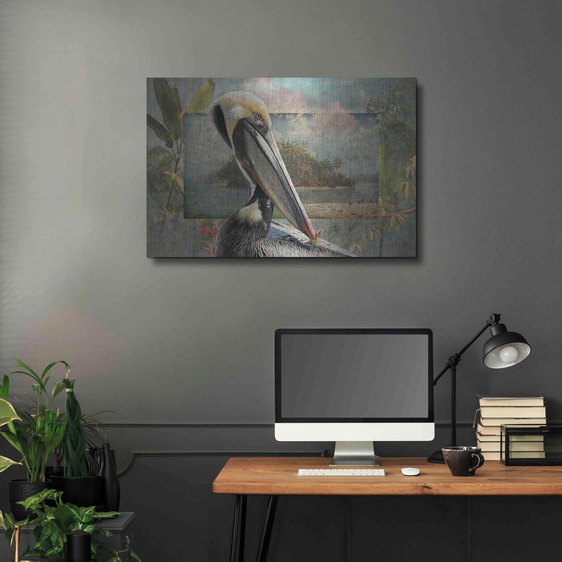 Luxe Metal Art 'Pelican Paradise II' by Steve Hunziker, Metal Wall Art,36x24