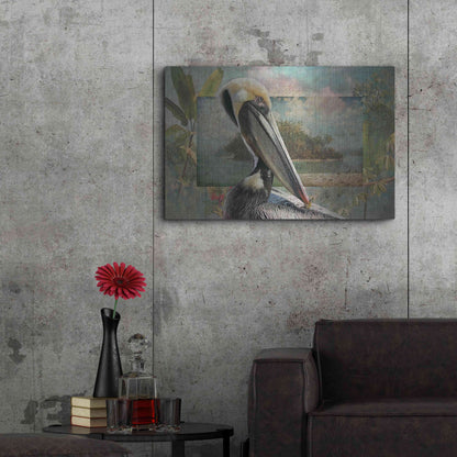 Luxe Metal Art 'Pelican Paradise II' by Steve Hunziker, Metal Wall Art,36x24