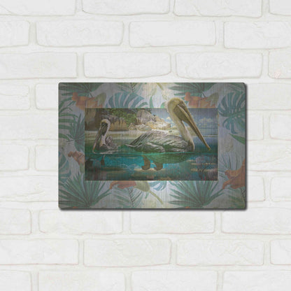 Luxe Metal Art 'Pelican Paradise V' by Steve Hunziker, Metal Wall Art,16x12