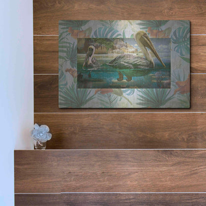 Luxe Metal Art 'Pelican Paradise V' by Steve Hunziker, Metal Wall Art,16x12