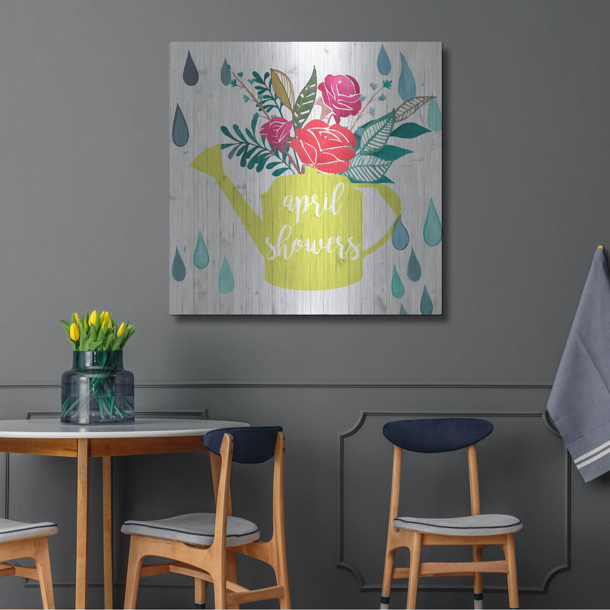 'April Showers and May Flowers I' by Studio W – Metal Wall Art, 36x36 room view