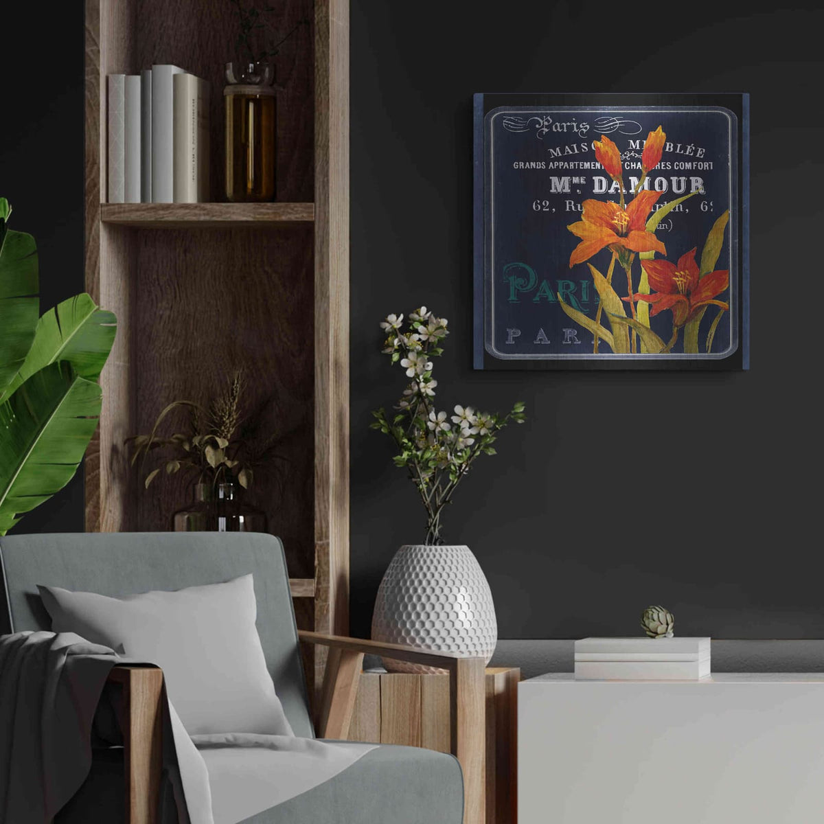 'Chalkboard Paris Collection C' by Studio W – Metal Wall Art, 24x24 room view