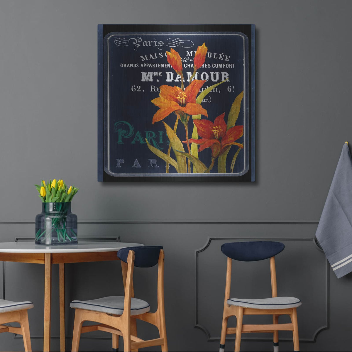 'Chalkboard Paris Collection C' by Studio W – Metal Wall Art, 36x36 room view