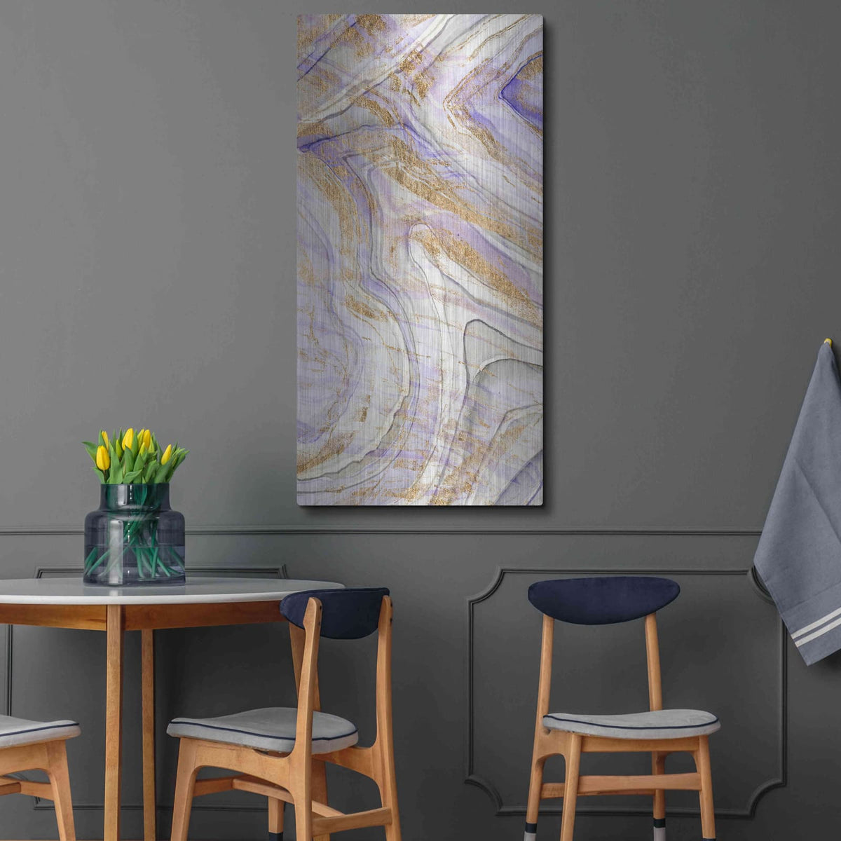 'Amethyst and Gold I' by Studio W – Metal Wall Art, 24x48 room view