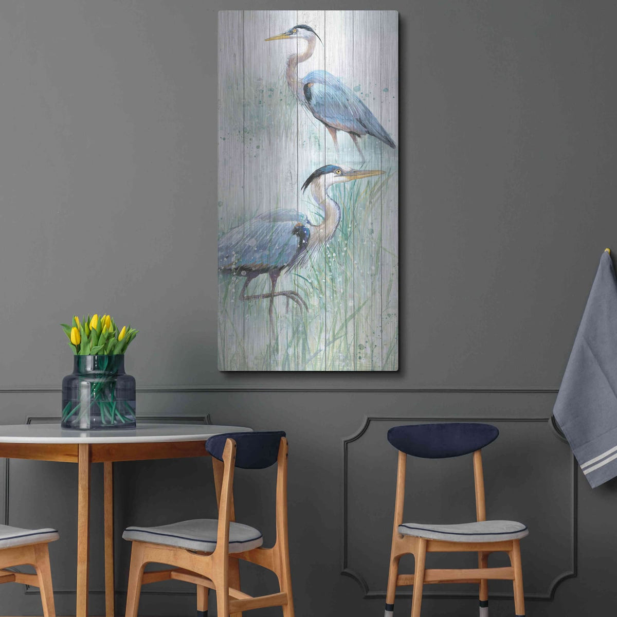 'Seaside Heron Pair I' by Studio W – Metal Wall Art, 24x48 room view