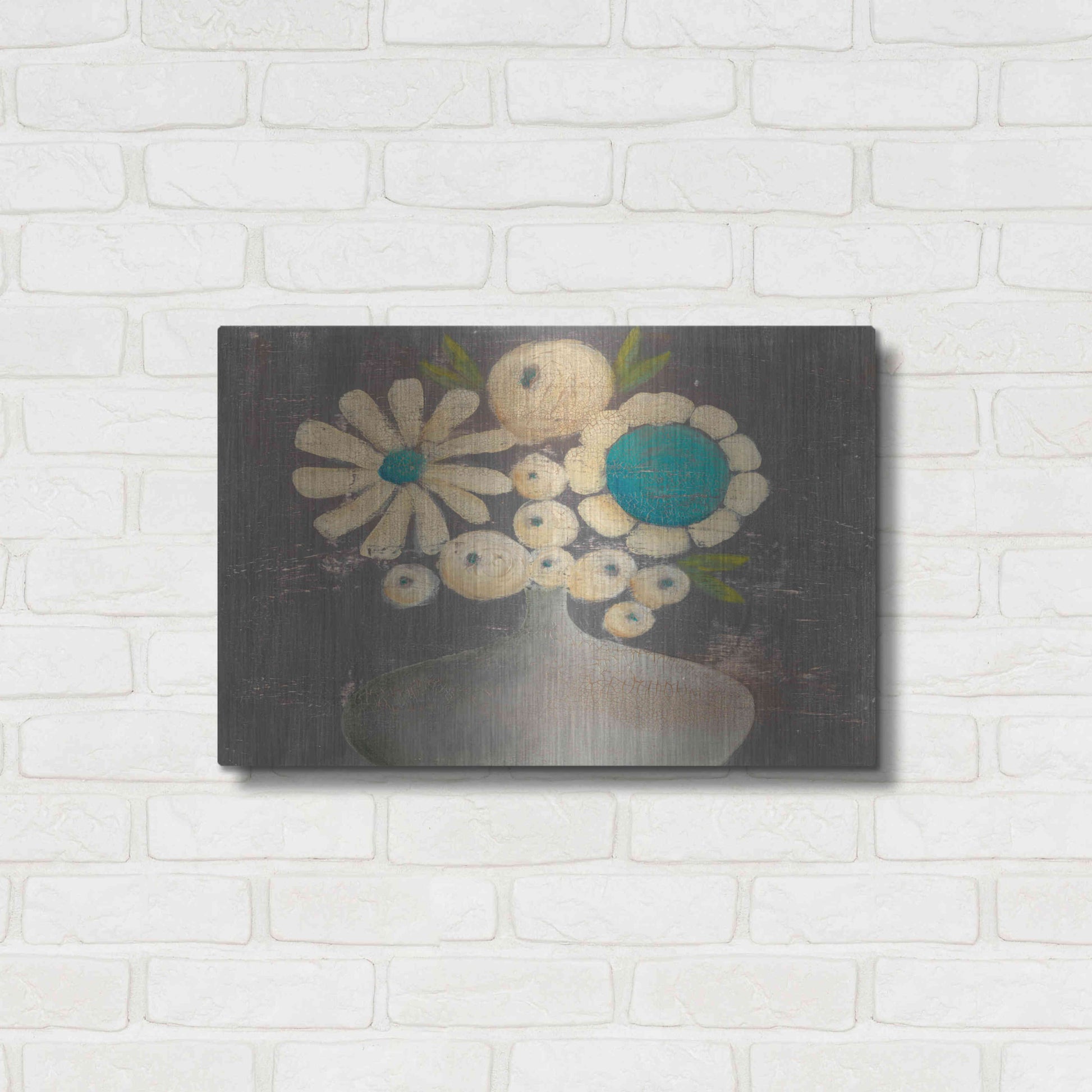 Luxe Metal Art 'Crackled Bouquet I' by Sue Jachimiec, Metal Wall Art,24x16