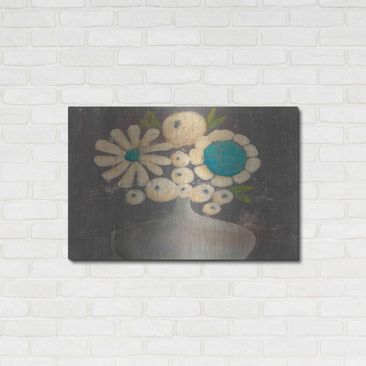 Luxe Metal Art 'Crackled Bouquet I' by Sue Jachimiec, Metal Wall Art,36x24