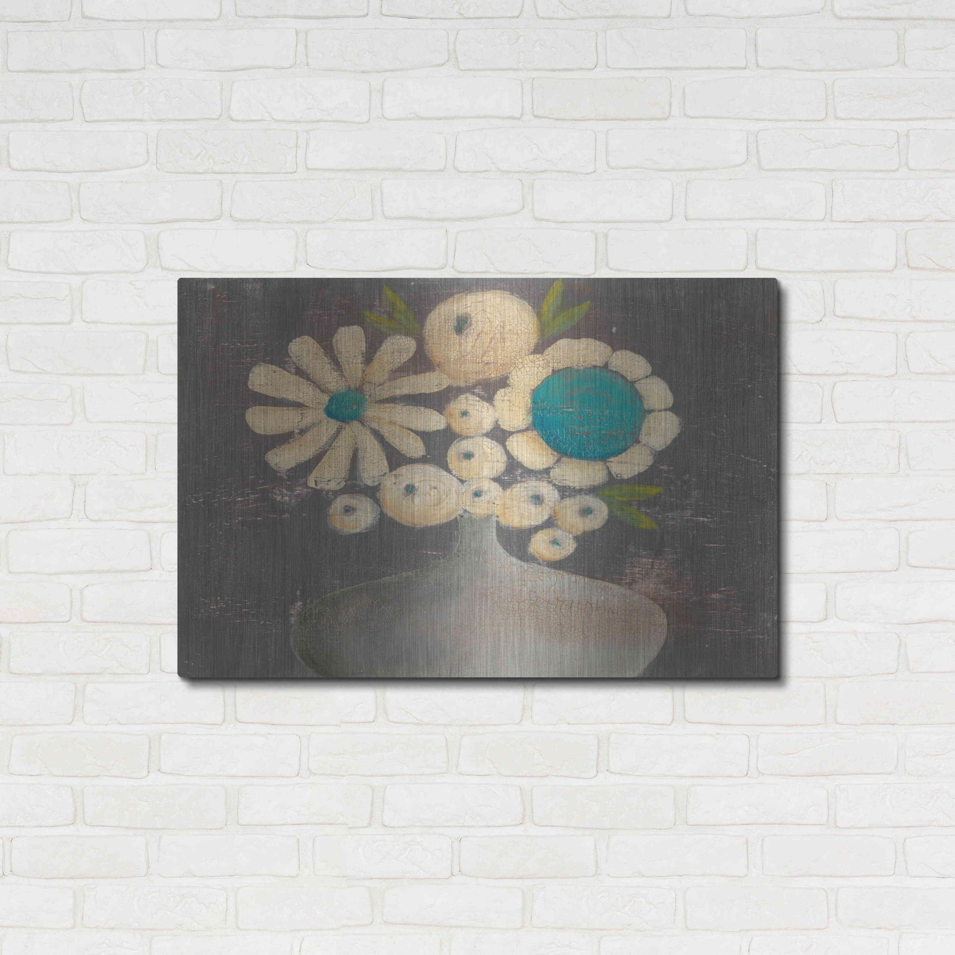 Luxe Metal Art 'Crackled Bouquet I' by Sue Jachimiec, Metal Wall Art,36x24