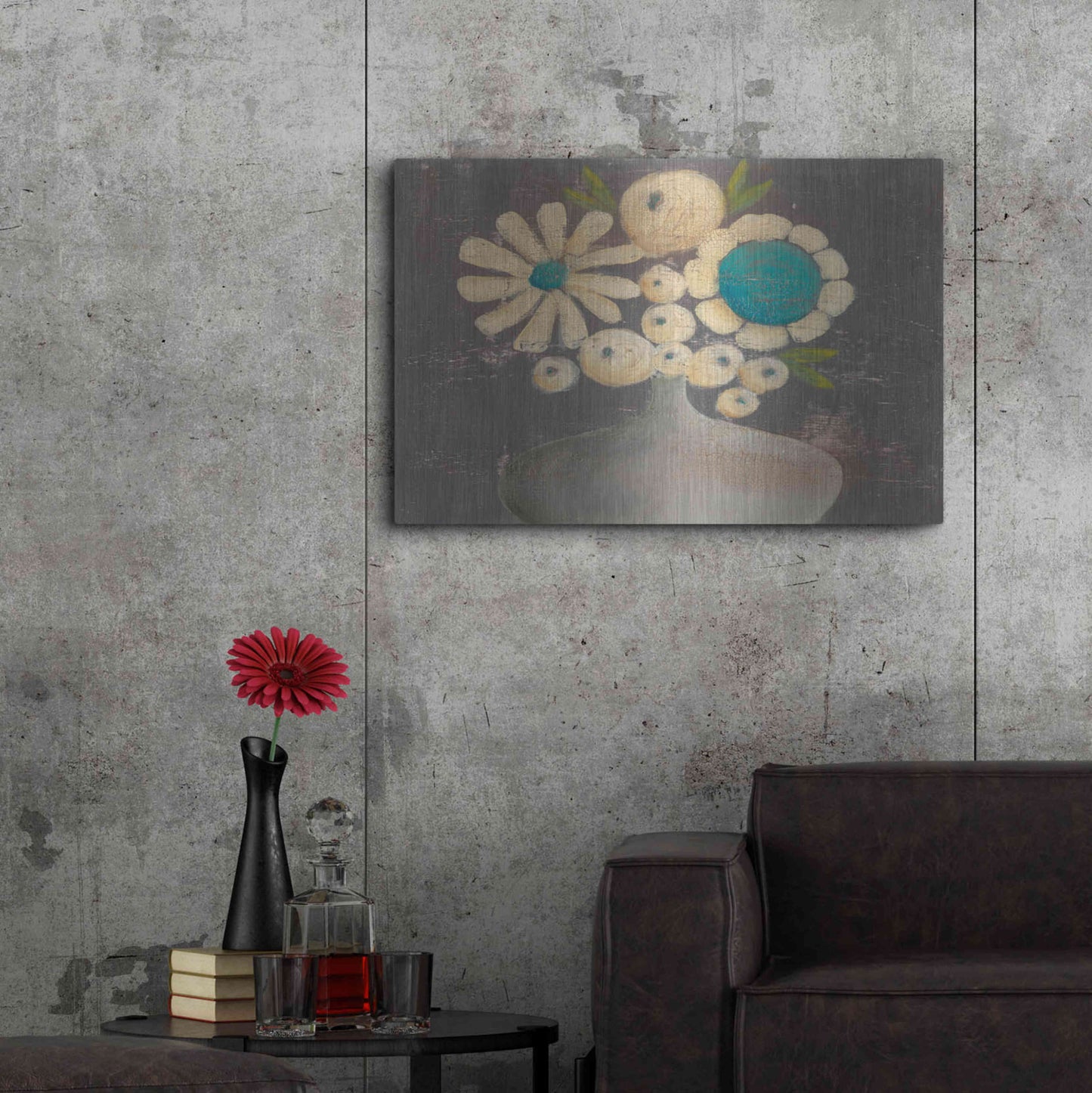 Luxe Metal Art 'Crackled Bouquet I' by Sue Jachimiec, Metal Wall Art,36x24