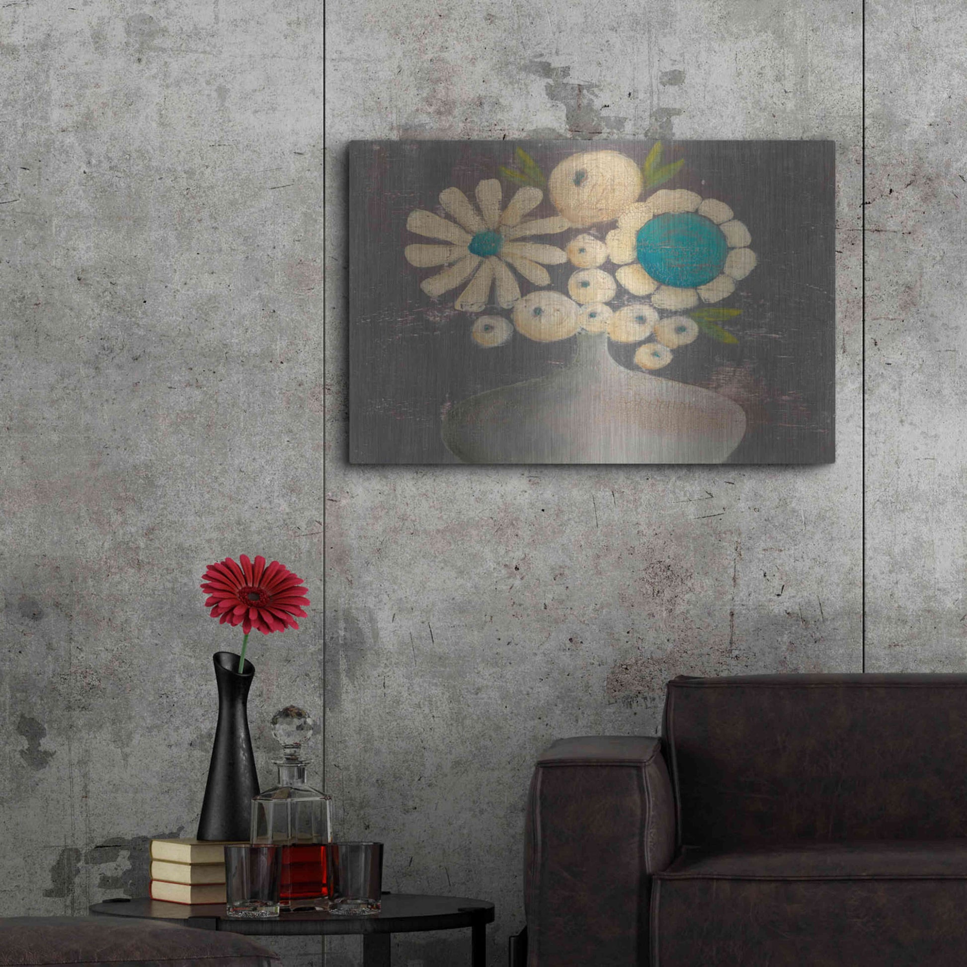 Luxe Metal Art 'Crackled Bouquet I' by Sue Jachimiec, Metal Wall Art,36x24