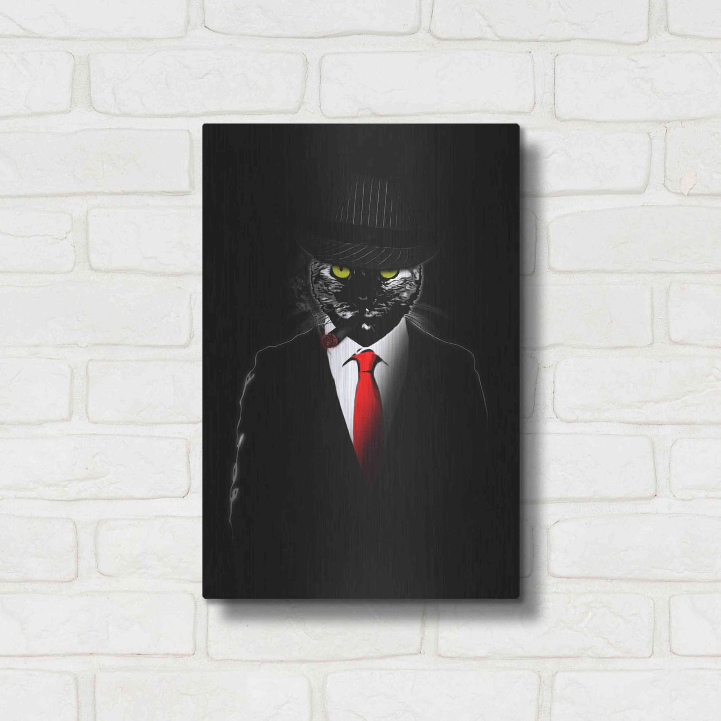 Luxe Metal Art 'Mobster Cat' by Nicklas Gustafsson, Metal Wall Art,12x16