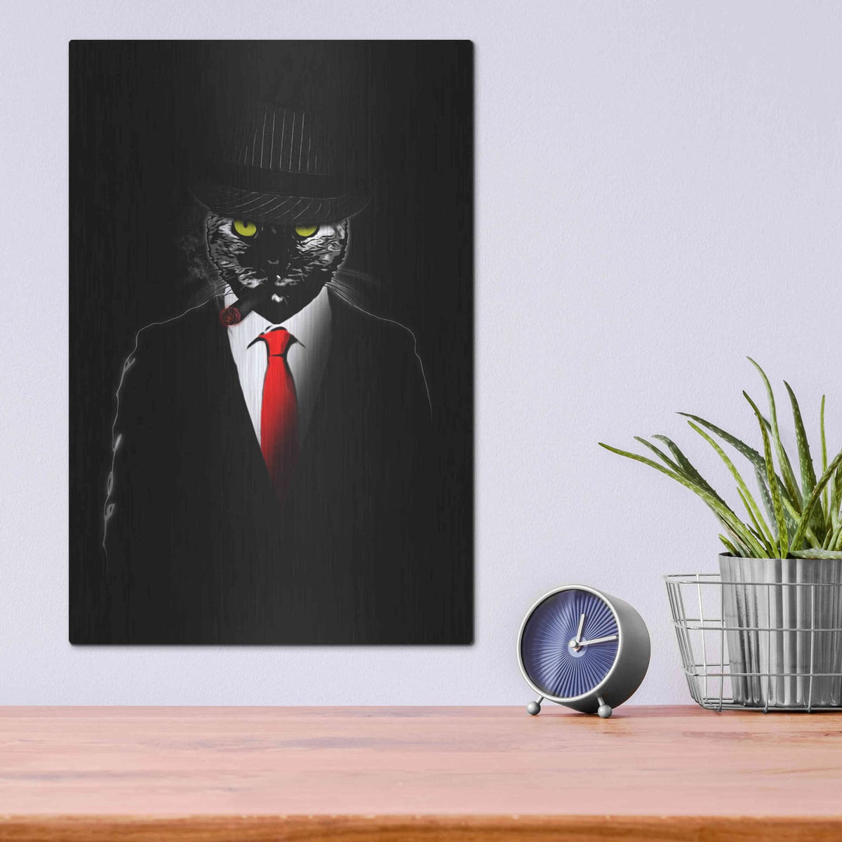 'Mobster Cat' by Nicklas Gustafsson – Metal Wall Art, 12x16 room view