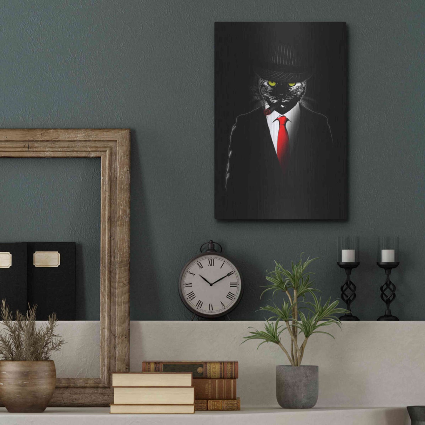Luxe Metal Art 'Mobster Cat' by Nicklas Gustafsson, Metal Wall Art,12x16