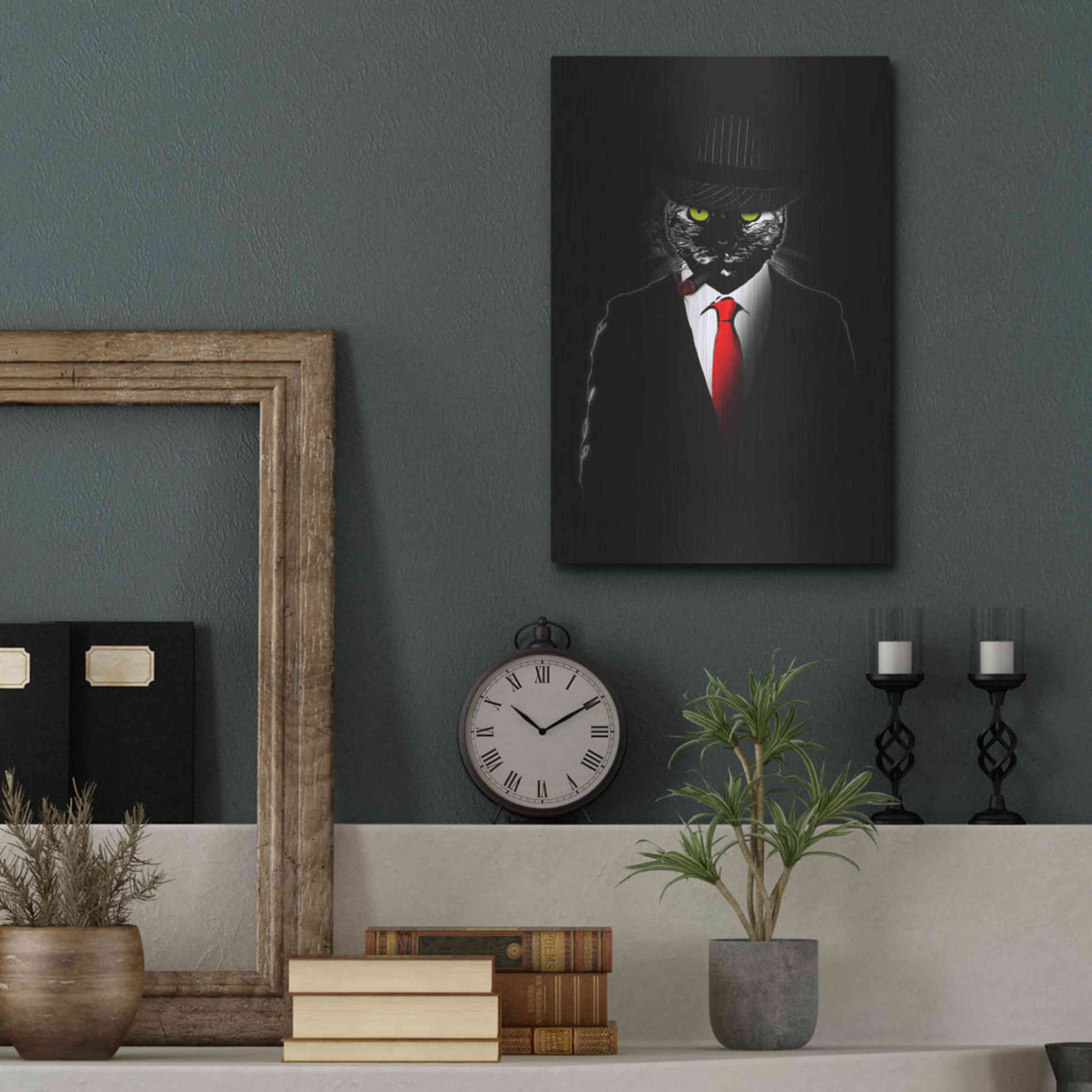 Luxe Metal Art 'Mobster Cat' by Nicklas Gustafsson, Metal Wall Art,12x16