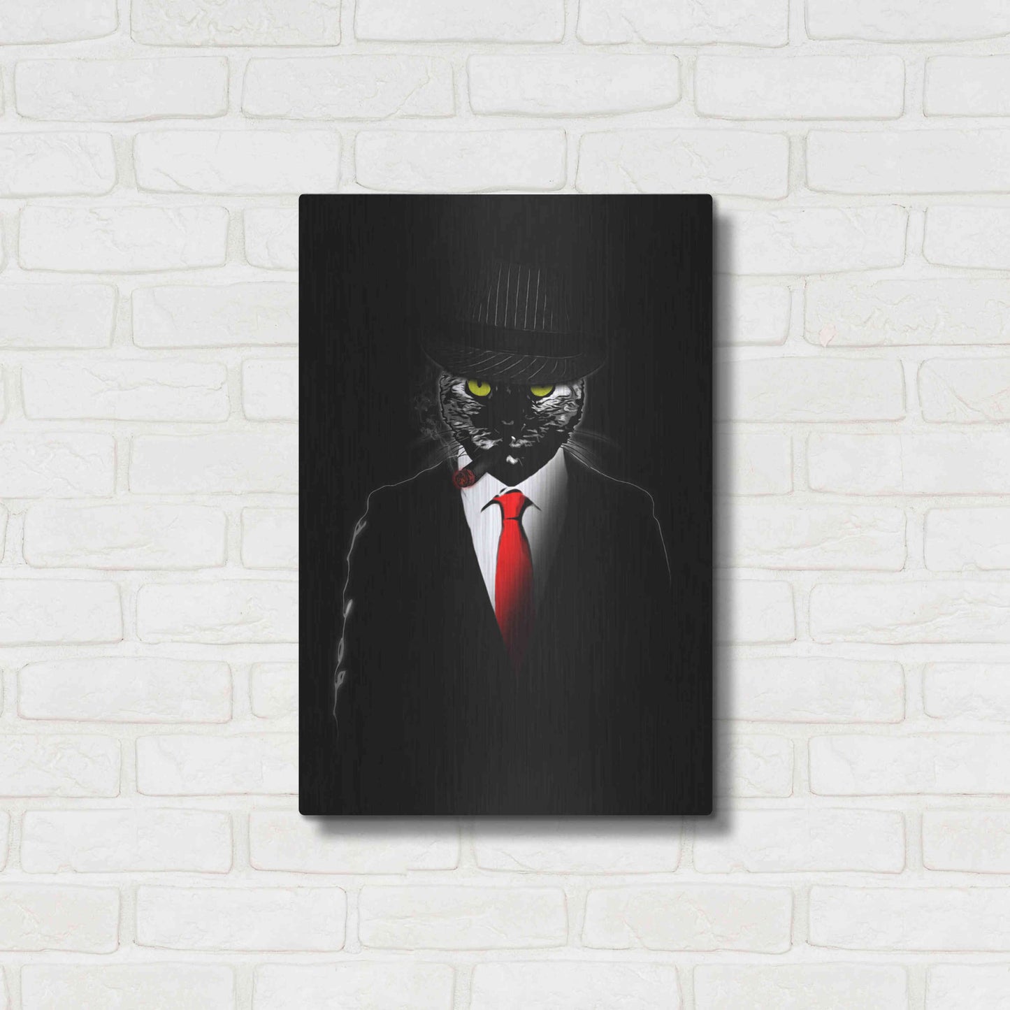 Luxe Metal Art 'Mobster Cat' by Nicklas Gustafsson, Metal Wall Art,16x24