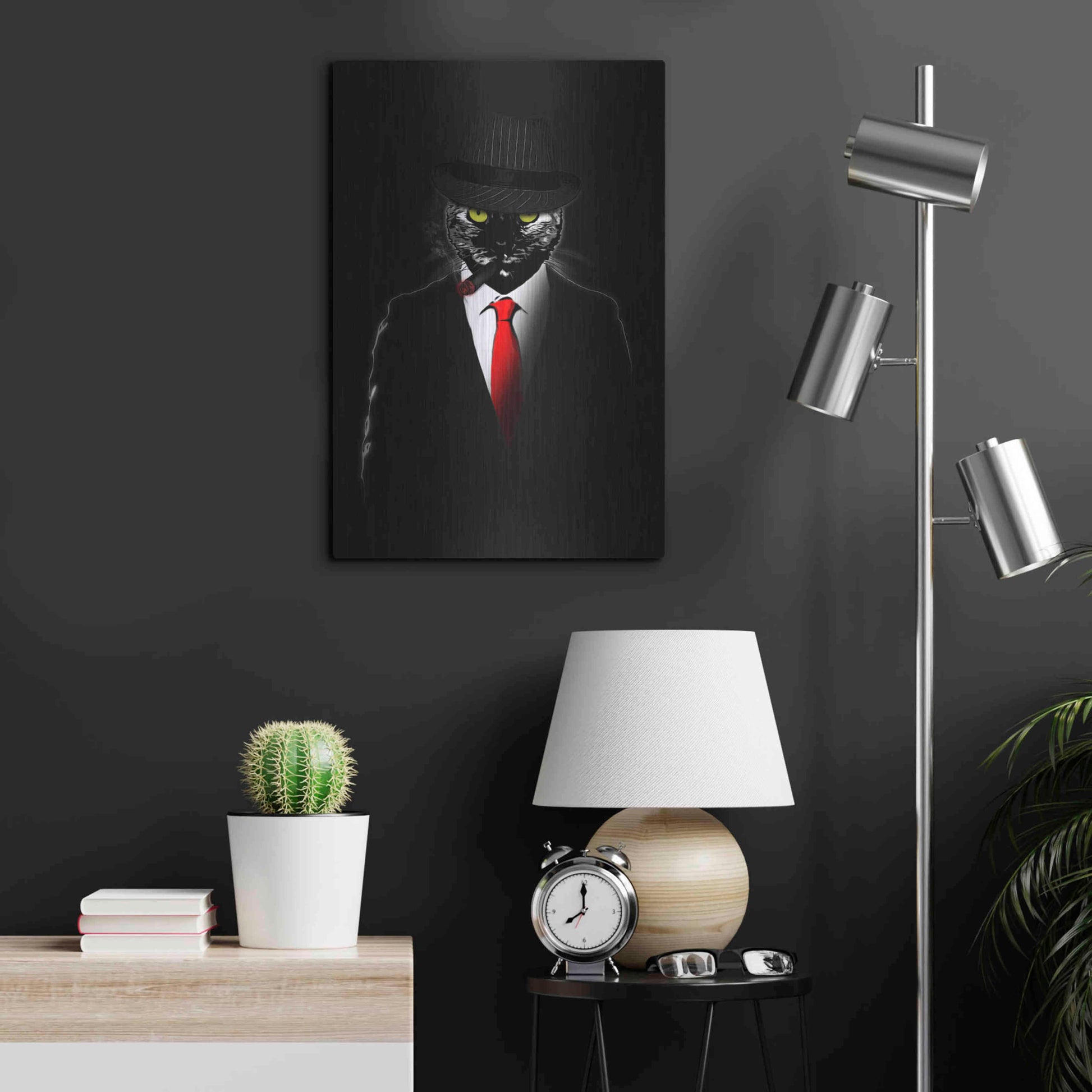 Luxe Metal Art 'Mobster Cat' by Nicklas Gustafsson, Metal Wall Art,16x24