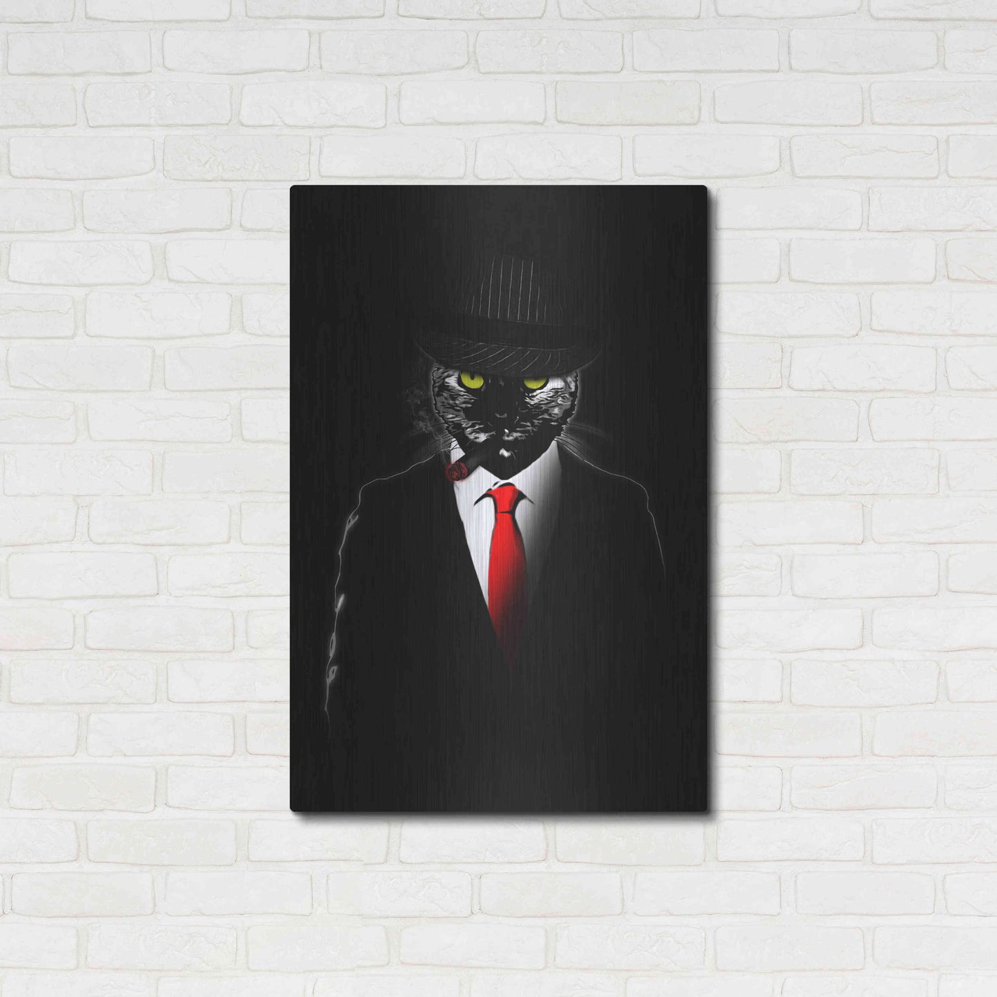 Luxe Metal Art 'Mobster Cat' by Nicklas Gustafsson, Metal Wall Art,24x36