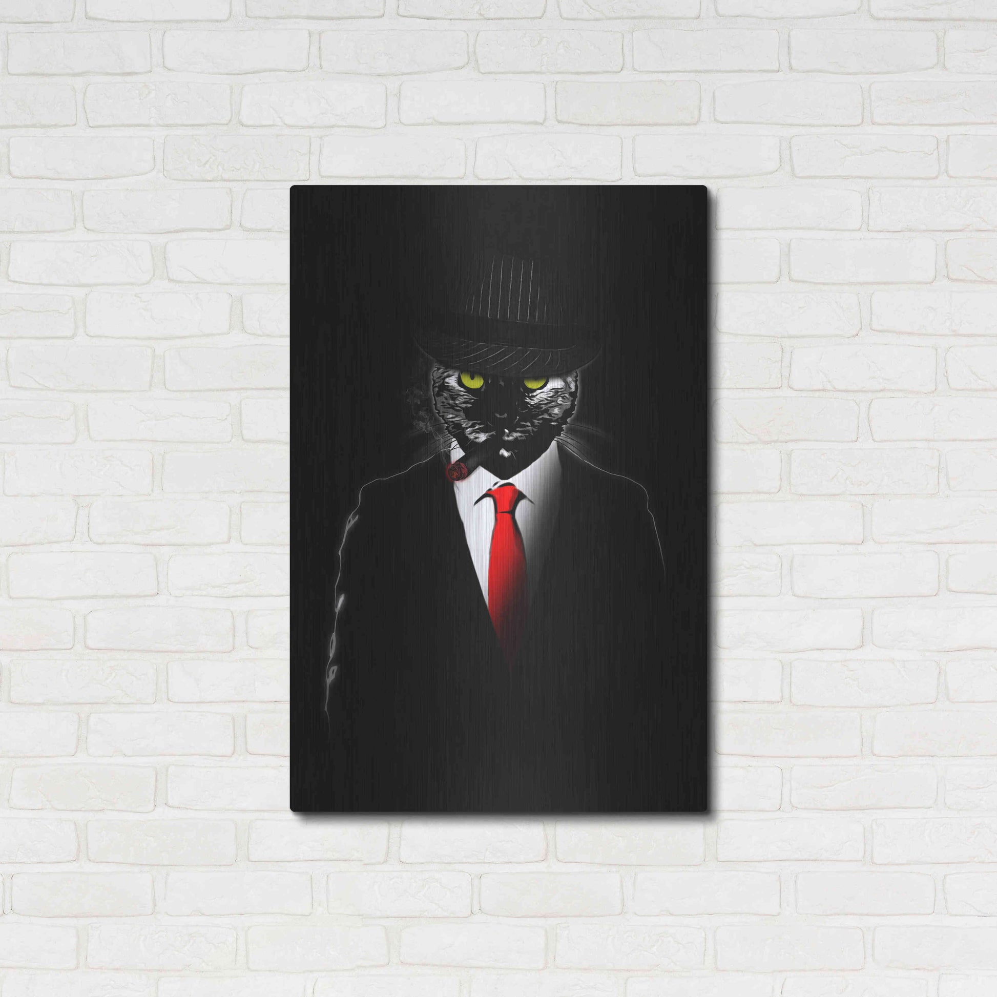 Luxe Metal Art 'Mobster Cat' by Nicklas Gustafsson, Metal Wall Art,24x36