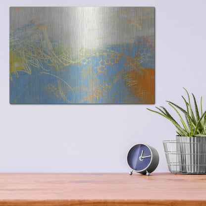 Luxe Metal Art 'Blue Lux II' by Sue Jachimiec, Metal Wall Art,16x12