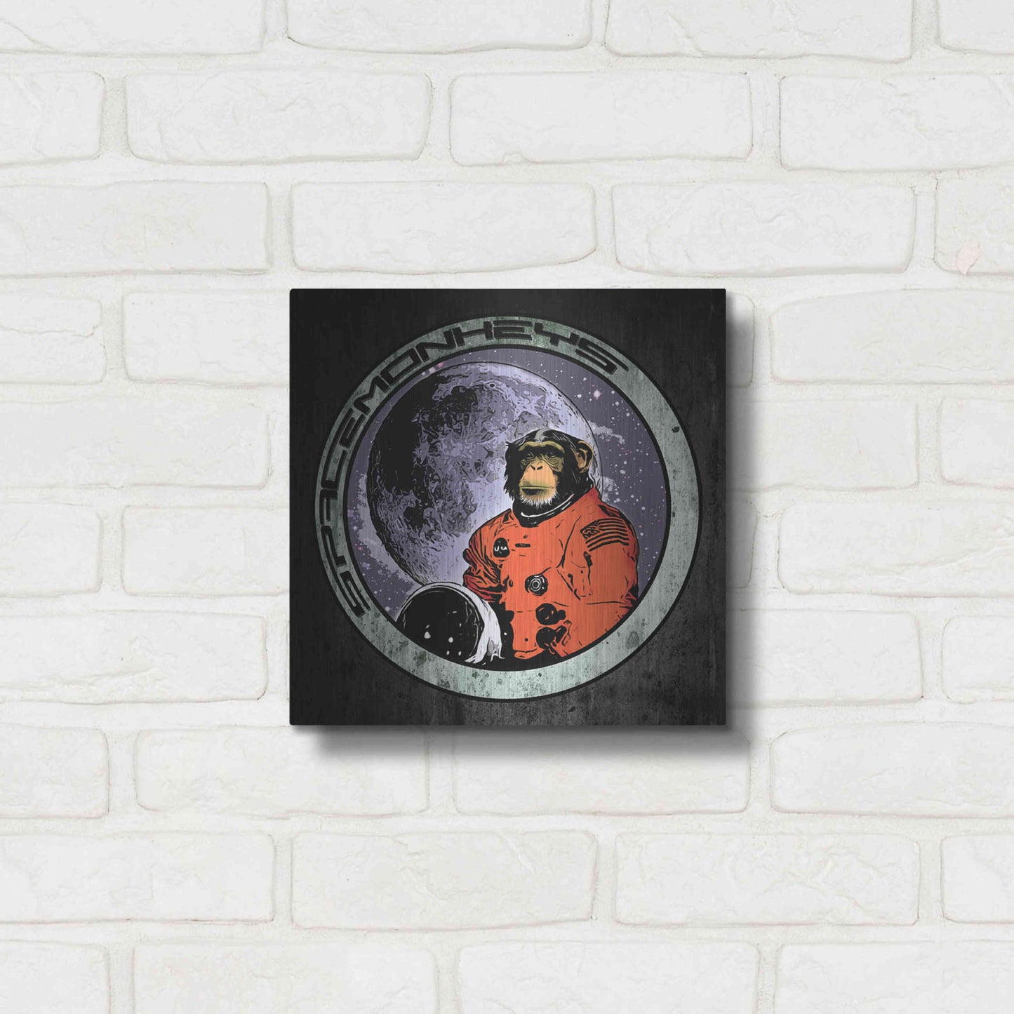 Luxe Metal Art 'Space Monkeys' by Nicklas Gustafsson, Metal Wall Art,12x12