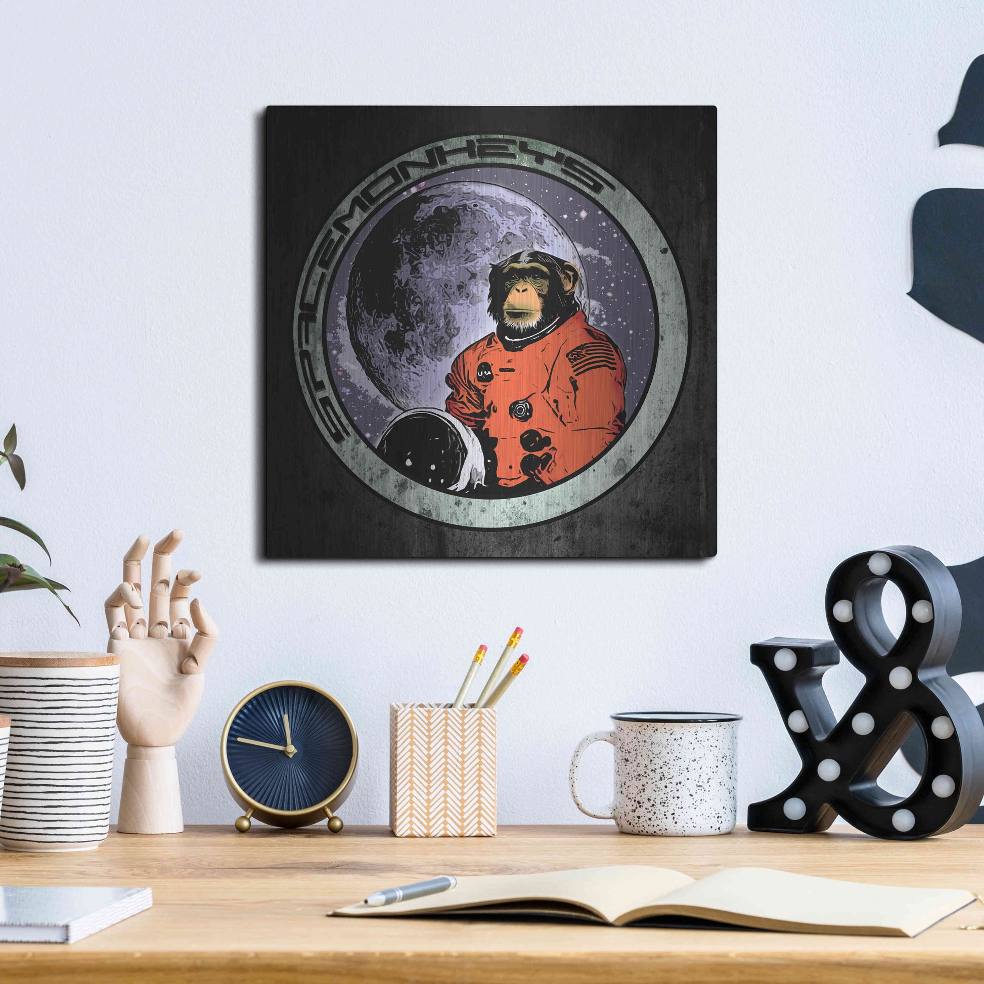 Luxe Metal Art 'Space Monkeys' by Nicklas Gustafsson, Metal Wall Art,12x12