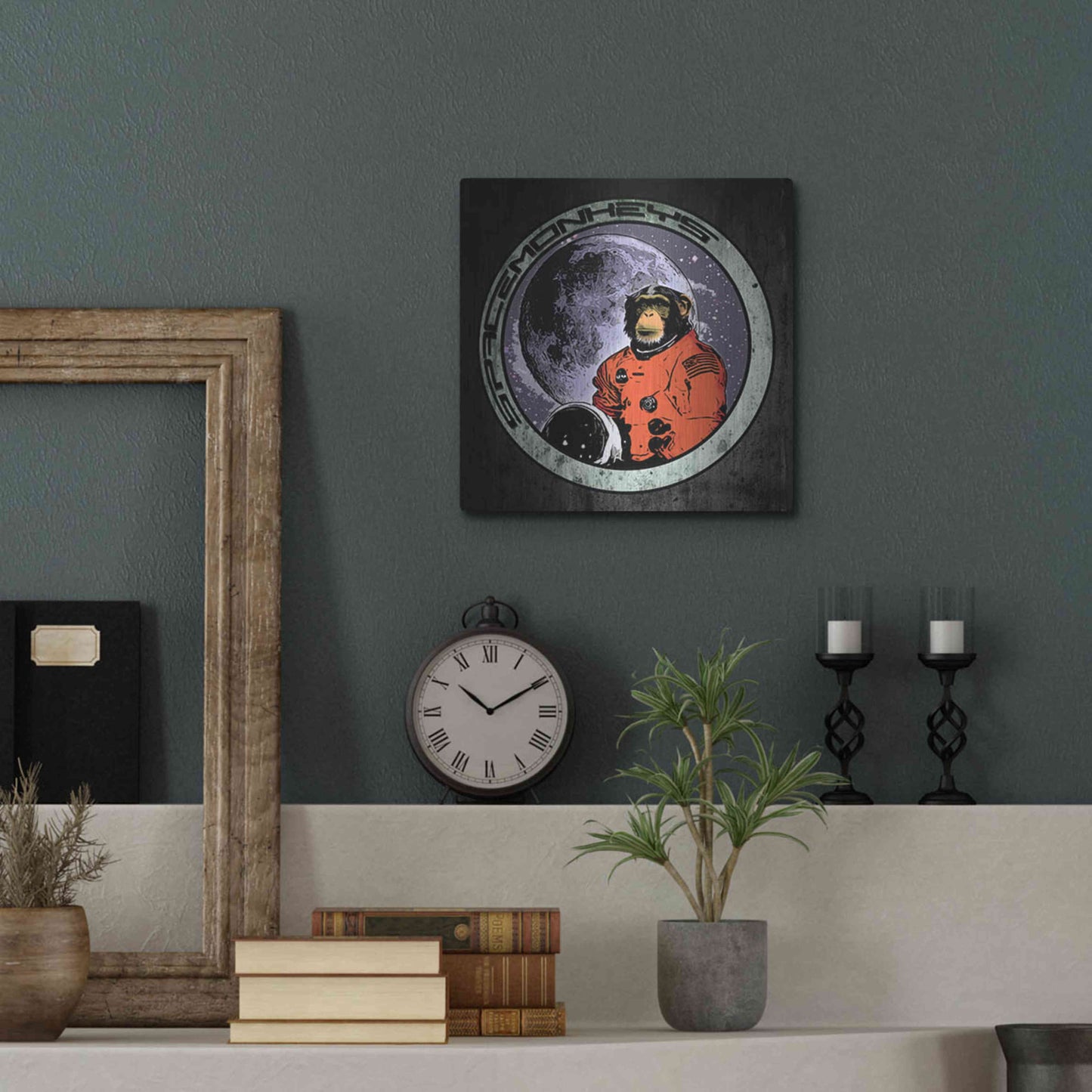 Luxe Metal Art 'Space Monkeys' by Nicklas Gustafsson, Metal Wall Art,12x12
