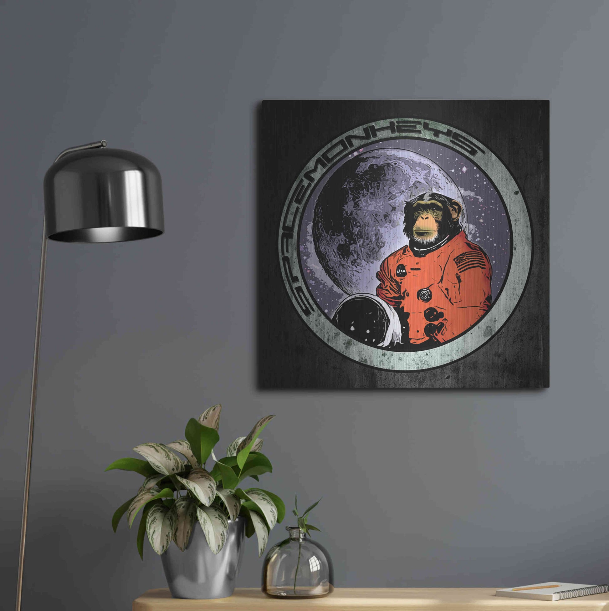 Luxe Metal Art 'Space Monkeys' by Nicklas Gustafsson, Metal Wall Art,24x24