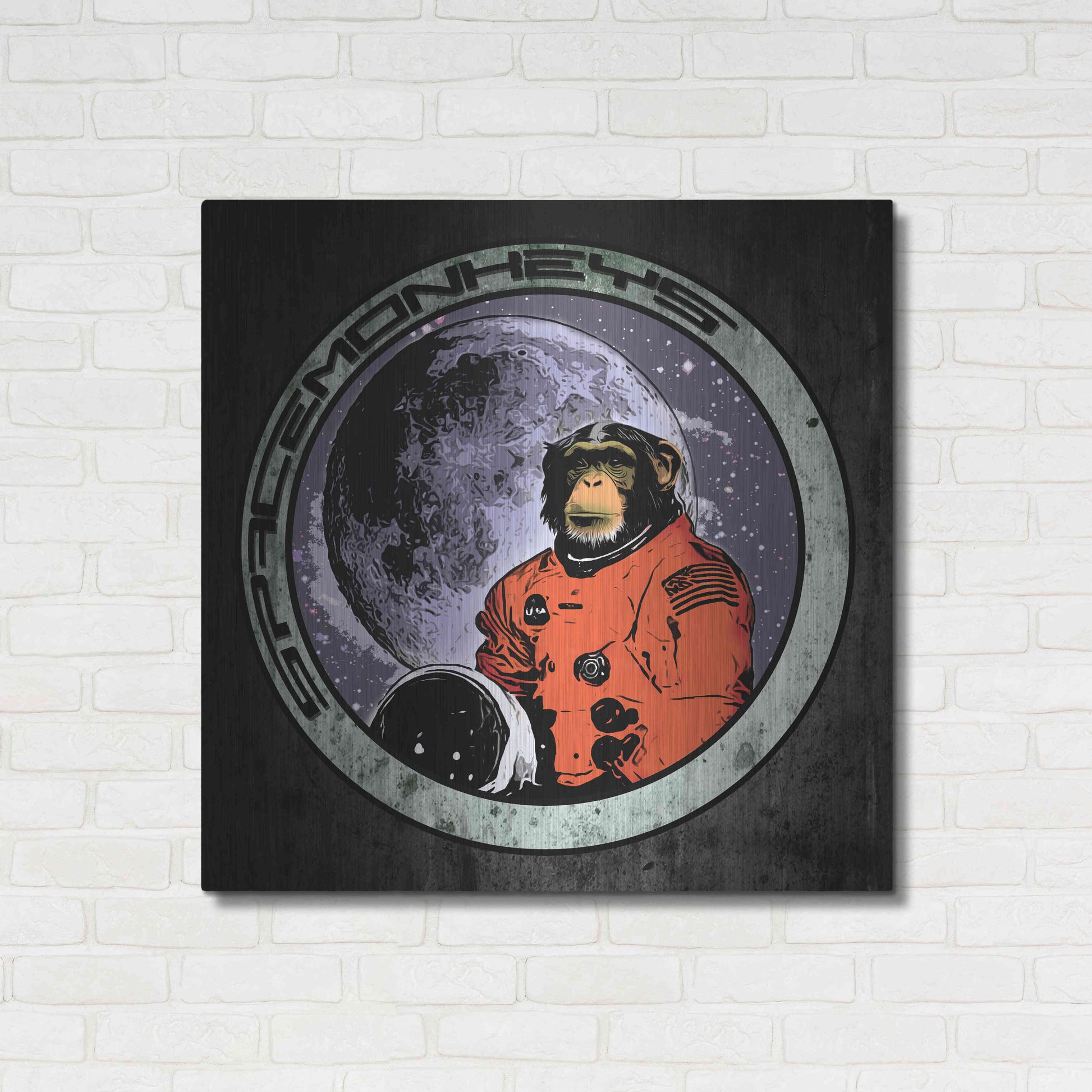 Luxe Metal Art 'Space Monkeys' by Nicklas Gustafsson, Metal Wall Art,36x36