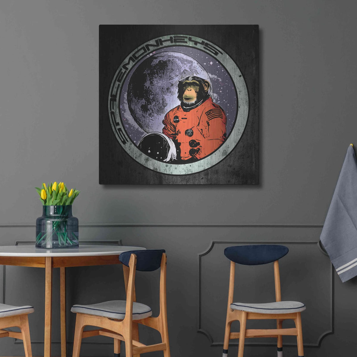 'Space Monkeys' by Nicklas Gustafsson – Metal Wall Art, 36x36 room view