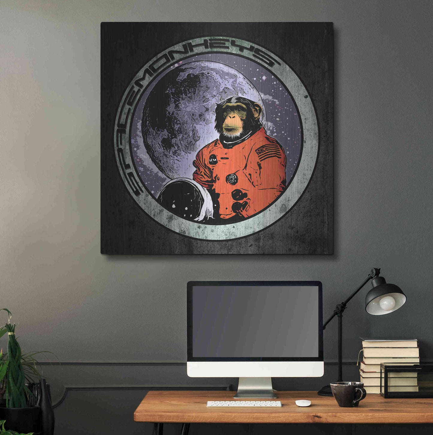 Luxe Metal Art 'Space Monkeys' by Nicklas Gustafsson, Metal Wall Art,36x36