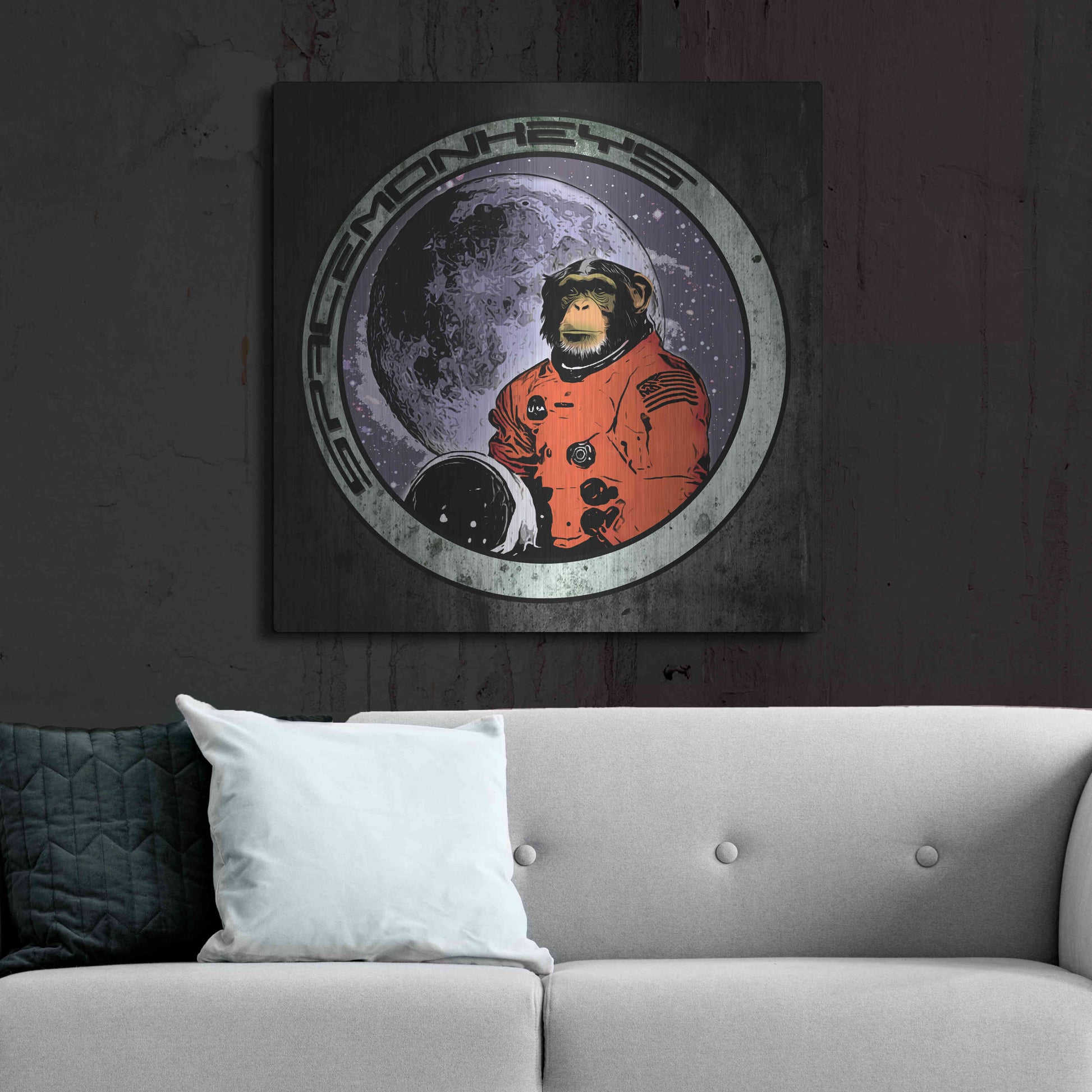 Luxe Metal Art 'Space Monkeys' by Nicklas Gustafsson, Metal Wall Art,36x36