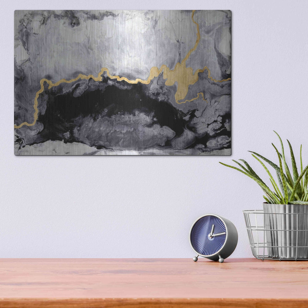 Luxe Metal Art 'Gilded Onyx' by Anna Hambly, Metal Wall Art,16x12