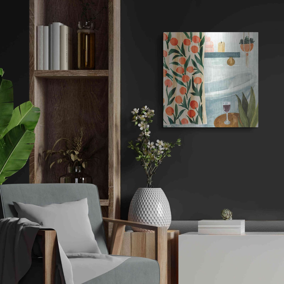 'Bath Retreat I' by Annie Warren – Metal Wall Art, 24x24 room view