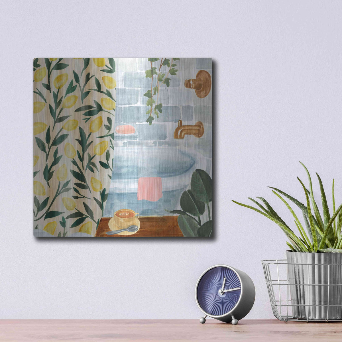 Luxe Metal Art 'Bath Retreat II' by Annie Warren, Metal Wall Art,12x12