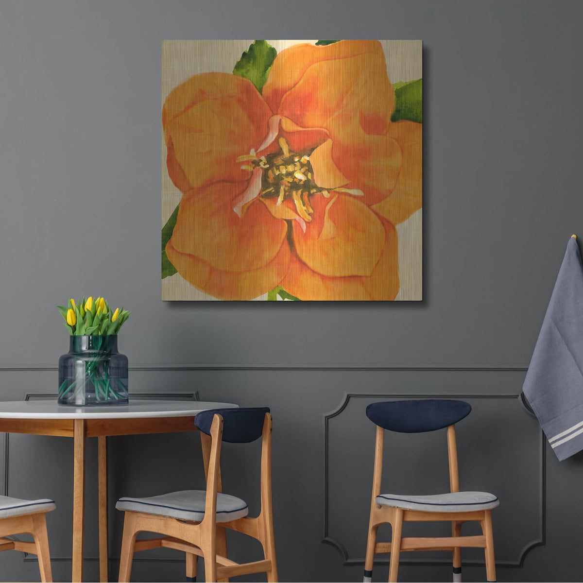 'Copper Petals I' by Annie Warren – Metal Wall Art, 36x36 room view