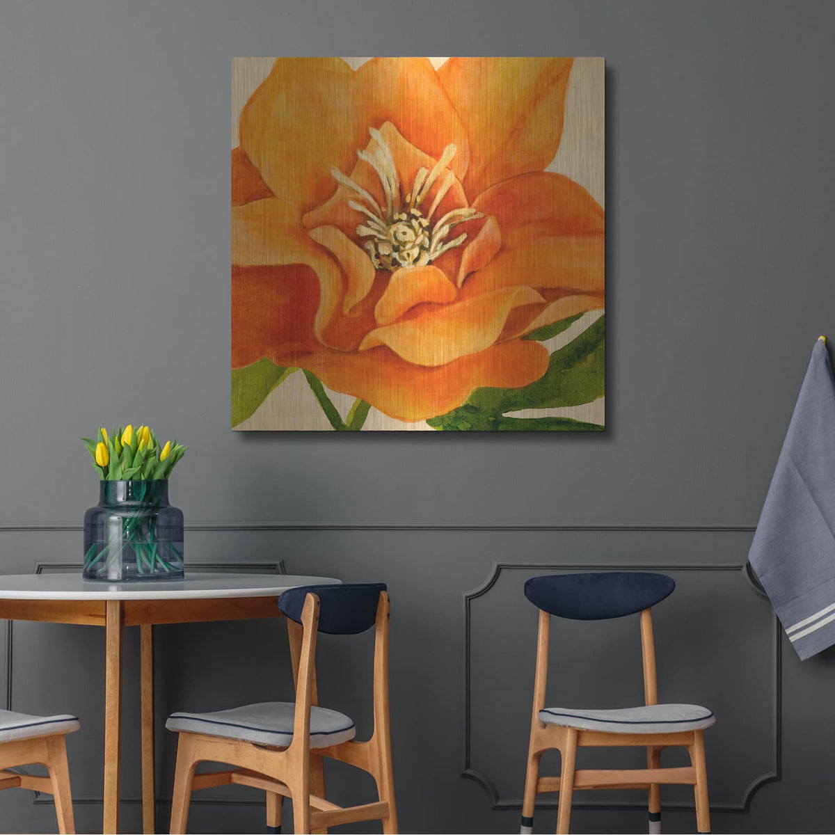 'Copper Petals II' by Annie Warren – Metal Wall Art, 36x36 room view