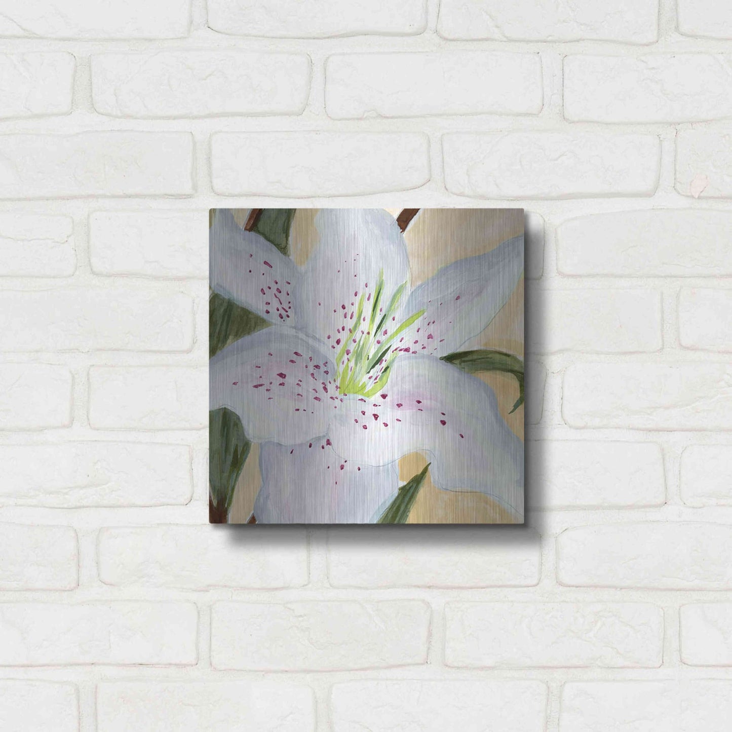 Luxe Metal Art 'White Lily I' by Annie Warren, Metal Wall Art,12x12