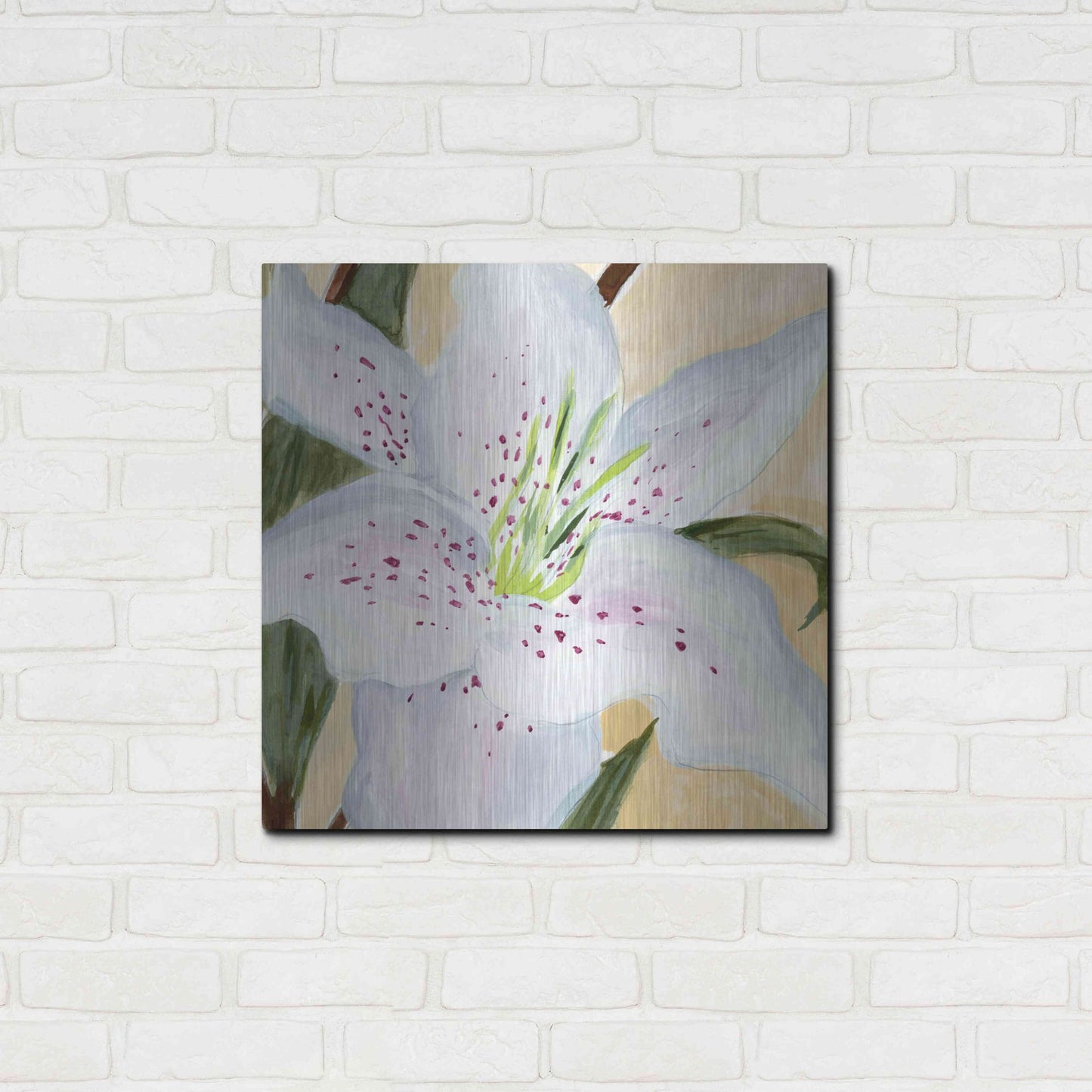 Luxe Metal Art 'White Lily I' by Annie Warren, Metal Wall Art,24x24