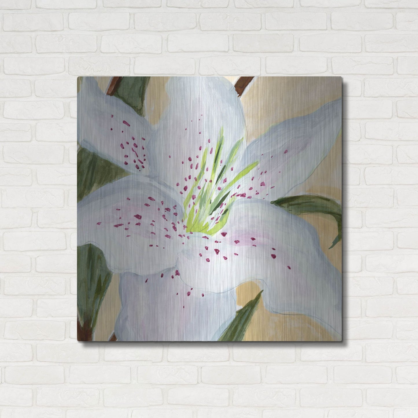 Luxe Metal Art 'White Lily I' by Annie Warren, Metal Wall Art,36x36