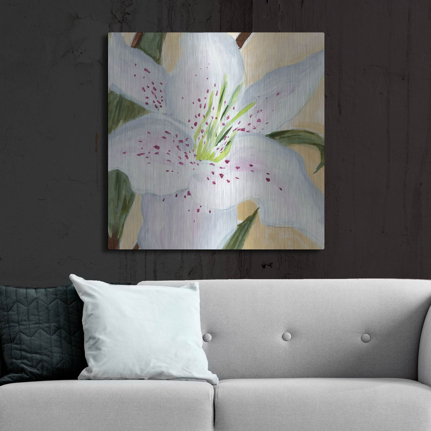 Luxe Metal Art 'White Lily I' by Annie Warren, Metal Wall Art,36x36