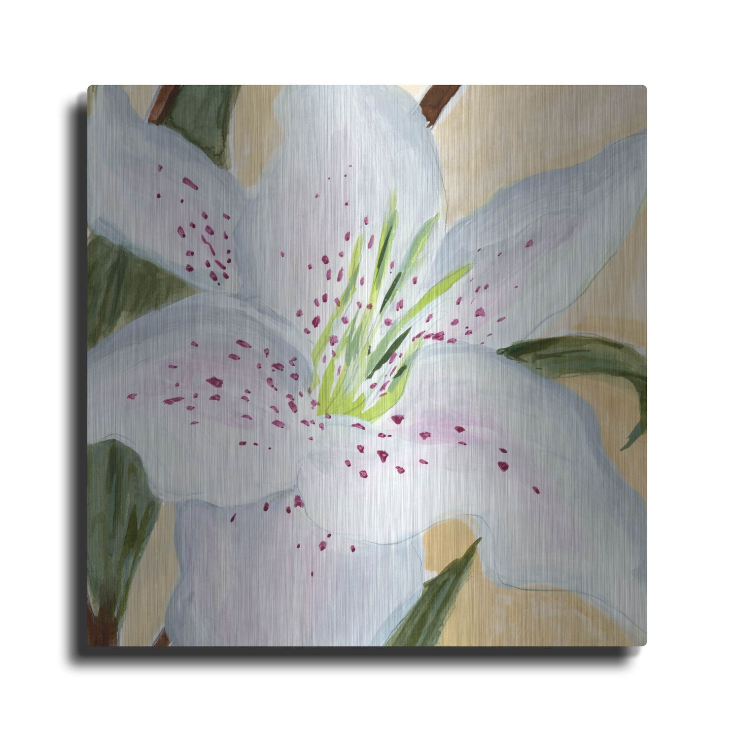 Luxe Metal Art 'White Lily I' by Annie Warren, Metal Wall Art