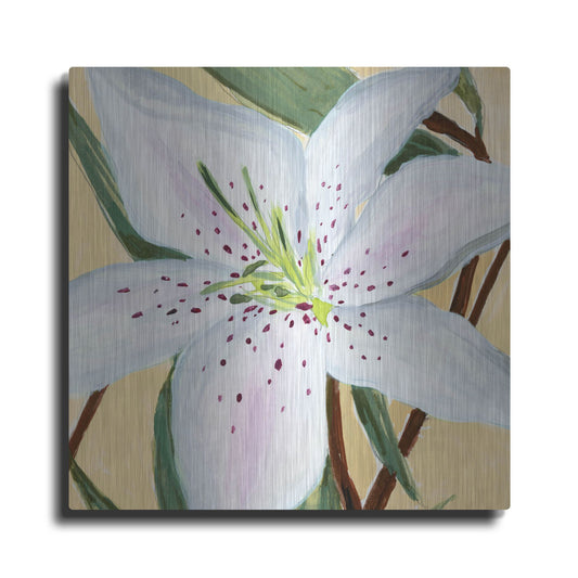 Luxe Metal Art 'White Lily II' by Annie Warren, Metal Wall Art