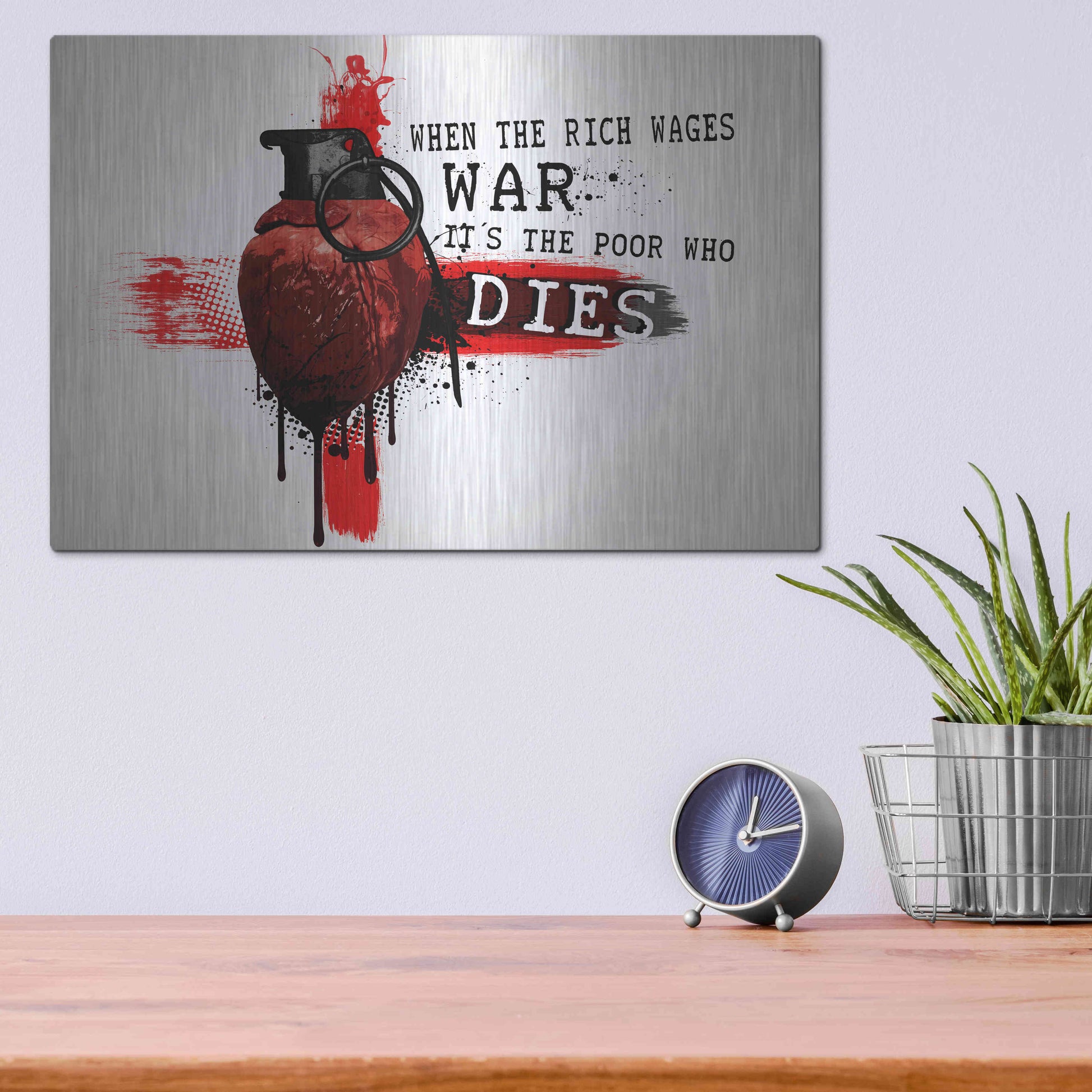 Luxe Metal Art 'When The Rich Wages War' by Nicklas Gustafsson, Metal Wall Art,16x12