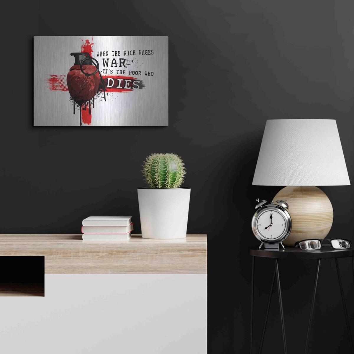 'When The Rich Wages War' by Nicklas Gustafsson – Metal Wall Art, 24x16 room view
