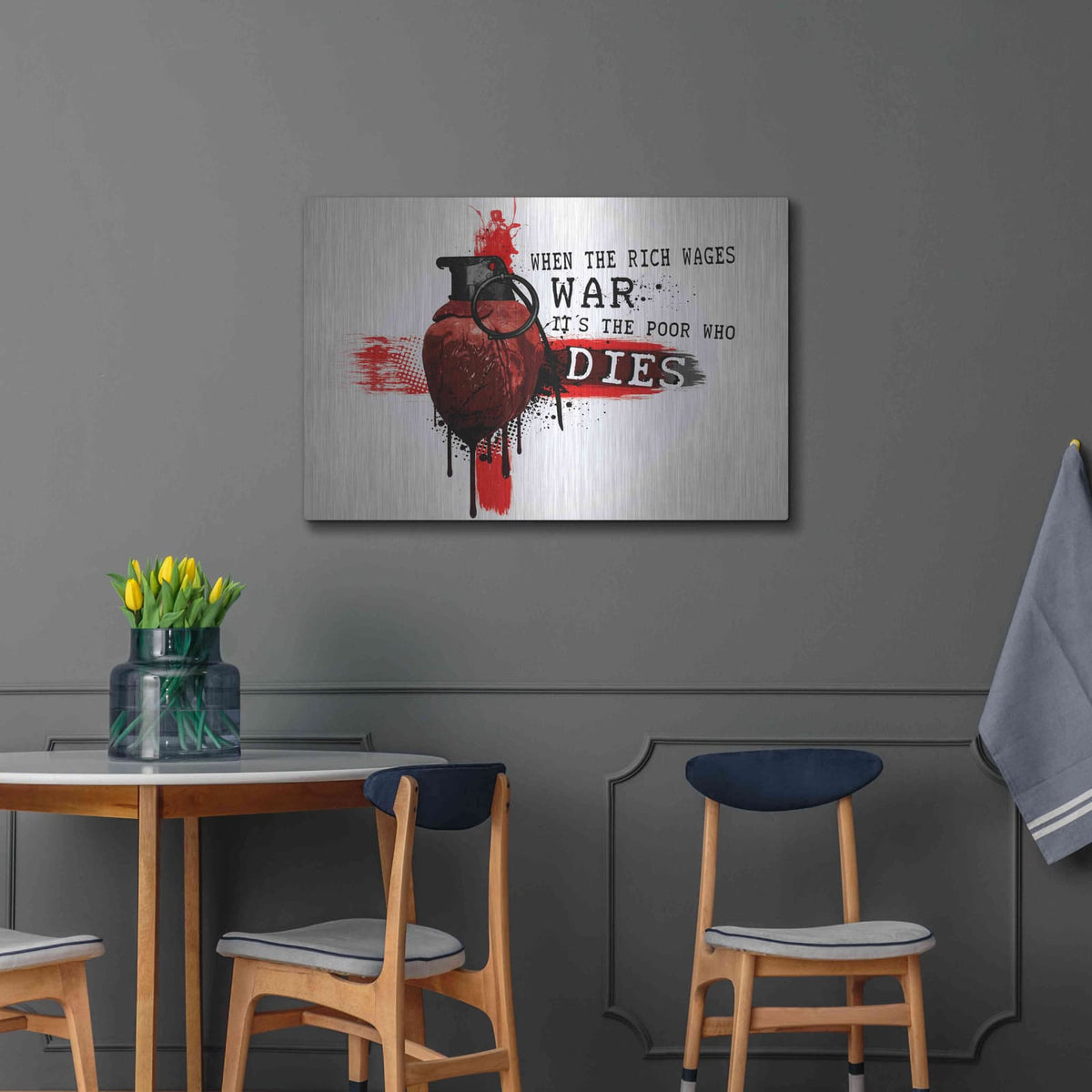 'When The Rich Wages War' by Nicklas Gustafsson – Metal Wall Art, 36x24 room view