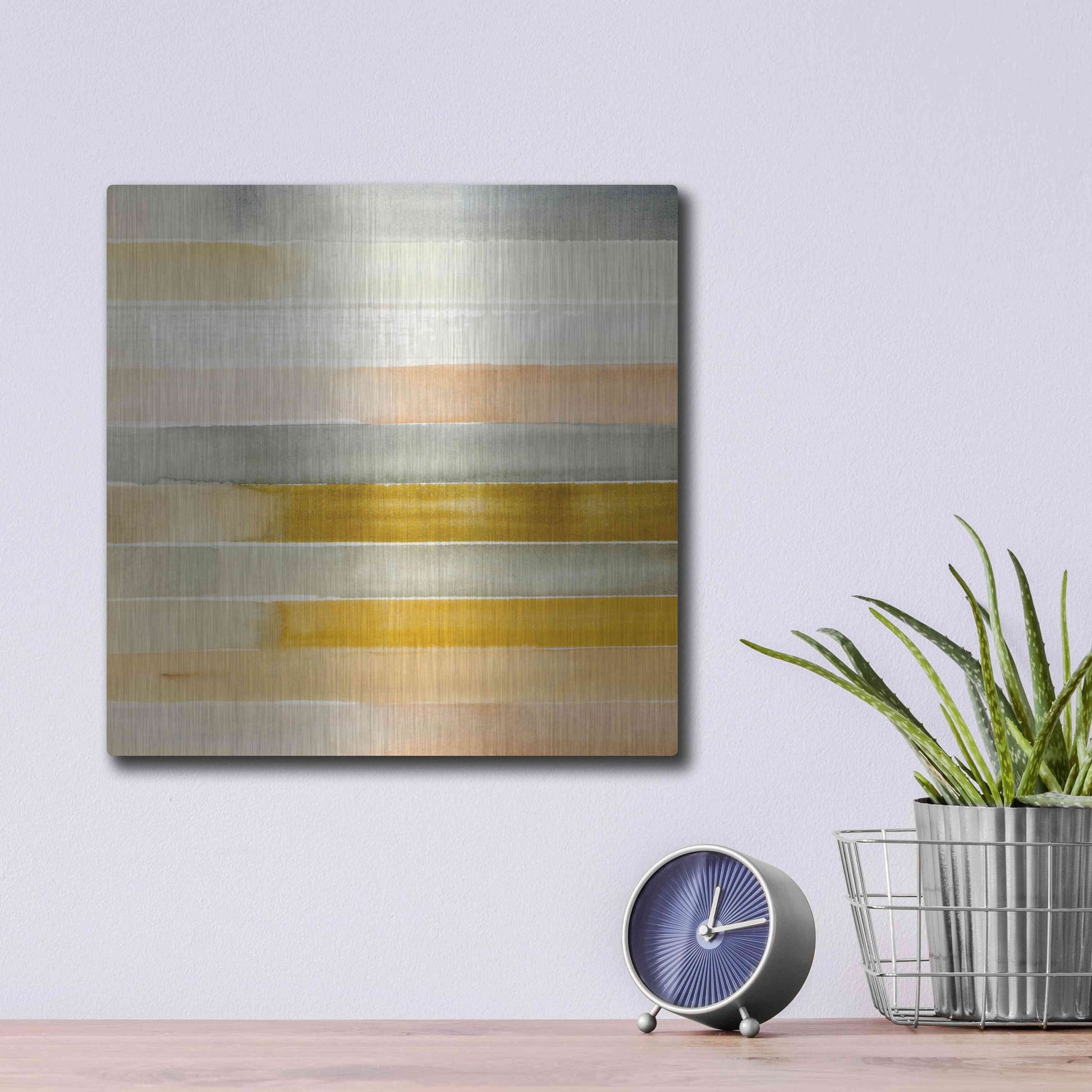 Luxe Metal Art 'Dreaming Borders I' by Annie Warren, Metal Wall Art,12x12